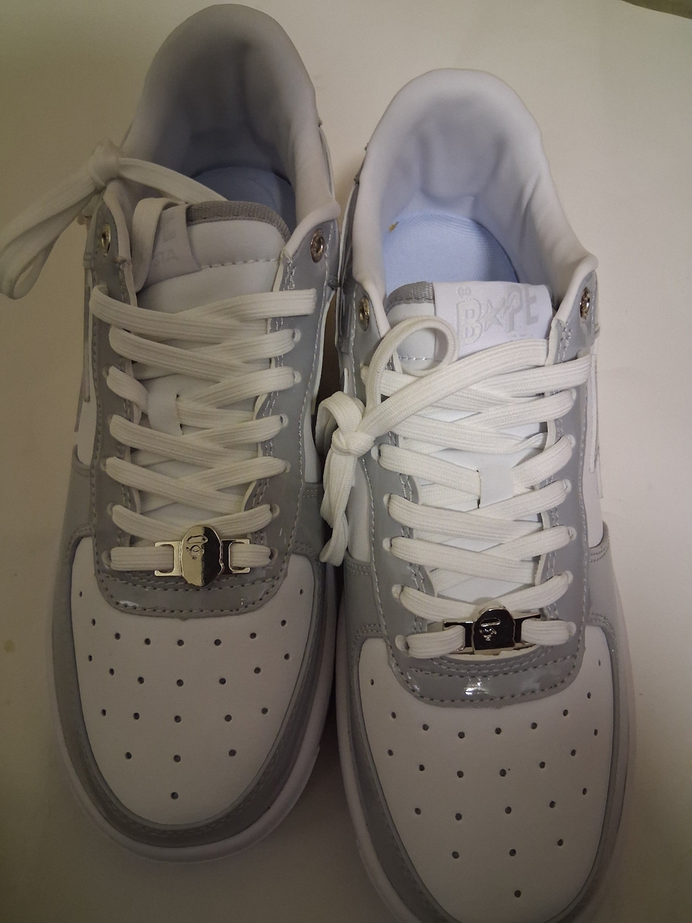 Bape Shoes Men's White & Light Gray